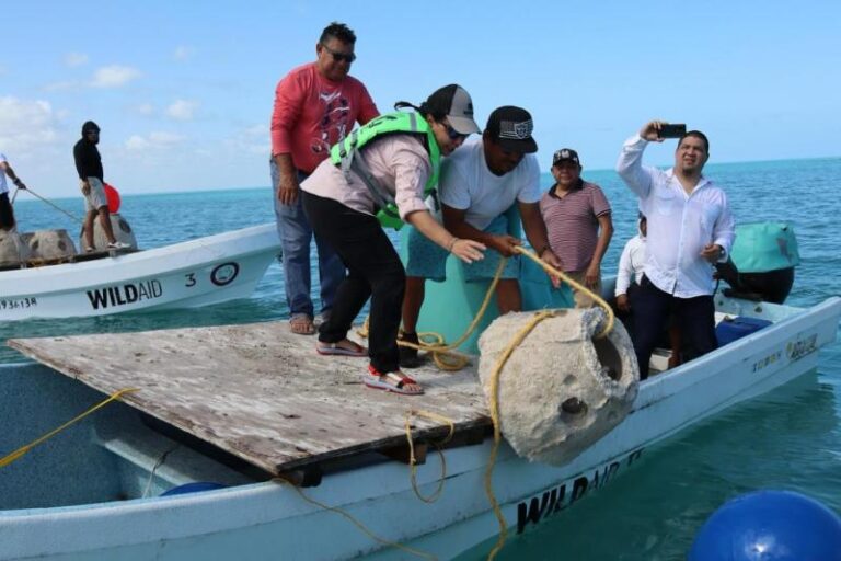 Inicia formación del primer arrecife artificial en Río Lagartos, Yucatán